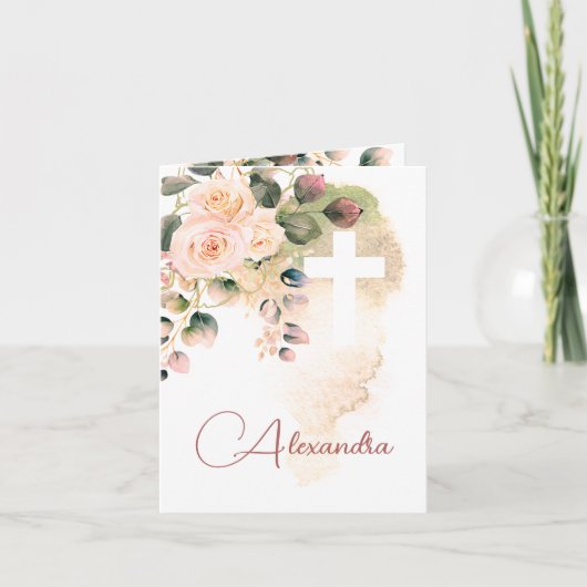 Religieuze doop doop Foto Rozen Roze (Voorkant)