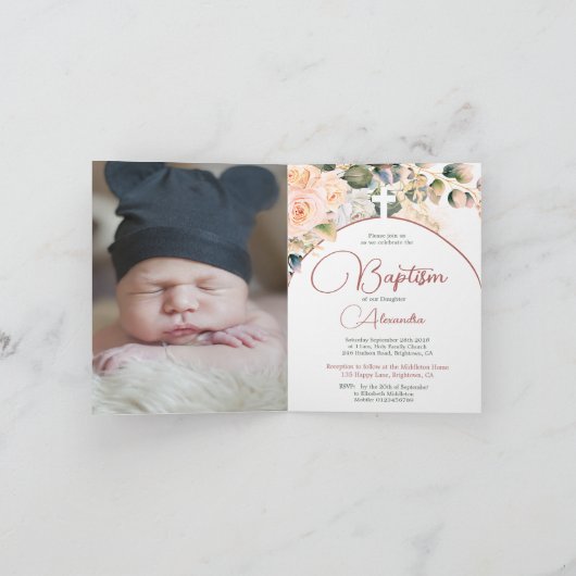 Religieuze doop doop Foto Rozen Roze (Binnen)