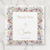 Religieuze doop doopsel dank u Floral Bedankjes Labels (Voorkant)