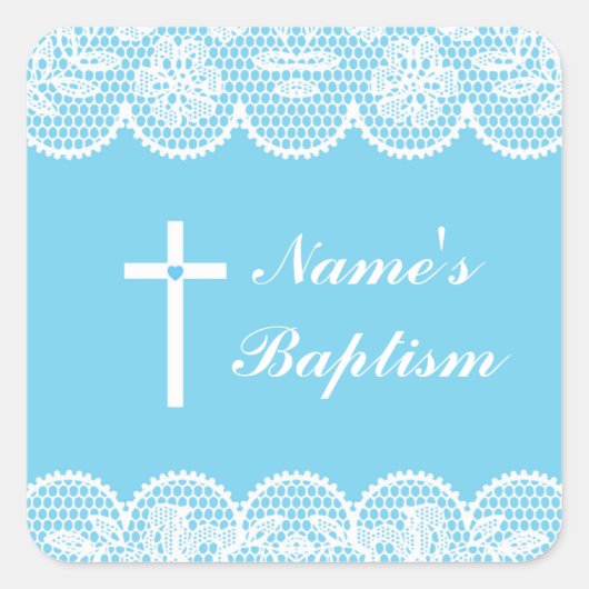 Religieuze doop Naam Stickers Kruis Kant Labels (Voorkant)