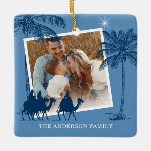 Religieuze Drie Kings 2 Foto Kerstmis Keramisch Ornament (Voorkant)