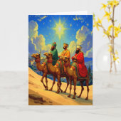 Religieuze Drie Koningen Gevouwen Kerst Kaart (Gele Bloem)