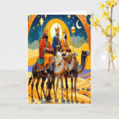 Religieuze Drie Koningen Gevouwen Kerst Kaart (Gele Bloem)