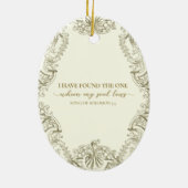 Religieuze Eerste Kerstmis Mr en Mrs Wedding Keramisch Ornament (Achterkant)