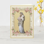 Religieuze Elegant Gold Maagd Mary Rozen Kaart (Gele Bloem)