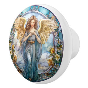 Religieuze elegante faux gebrandschilderd glas Eng Keramische Knop