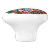 Religieuze elegante faux gebrandschilderd glas Jez Keramische Knop (Zijkant)