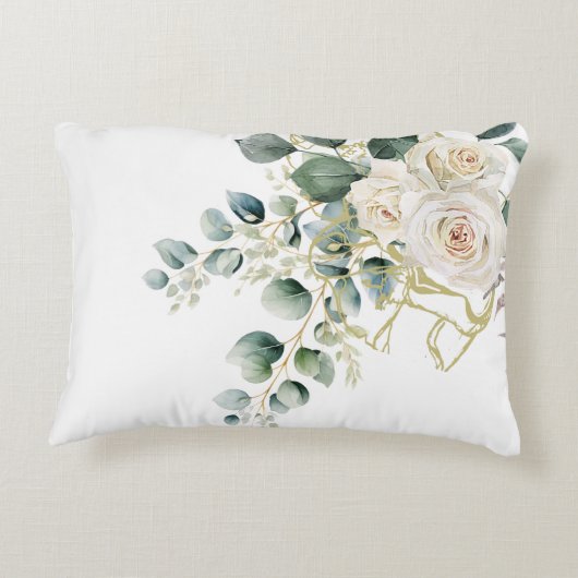 Religieuze Elegante Rozen Green Wash Cross Accent Kussen (Achterkant)