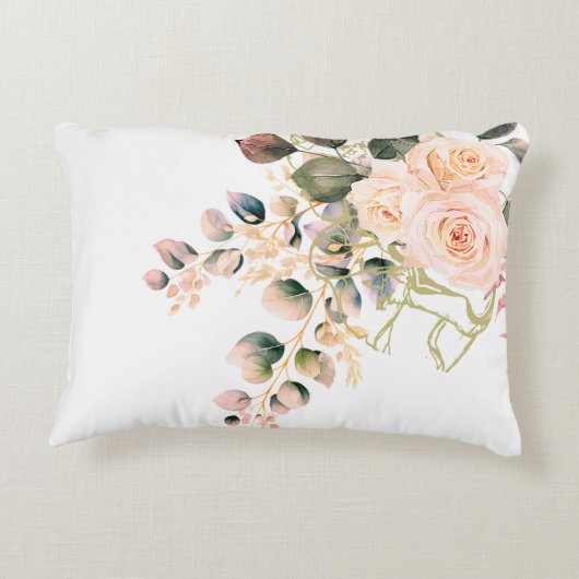 Religieuze Elegante Rozen Pink Wash Cross Accent Kussen (Achterkant)