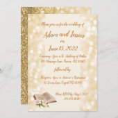 Religieuze Elegeant Classic Gold Design Wedding Kaart (Voorkant / Achterkant)