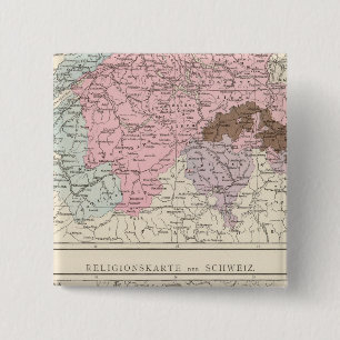 Religieuze en taalkundige kaart van Zwitserland Vierkante Button 5,1 Cm