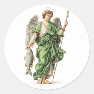 Religieuze Engel Heilige Rafaël Aartsengel Christe Ronde Sticker