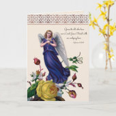 Religieuze Engel met Kruisbeeld Jezus Bloemen Kaart (Gele Bloem)