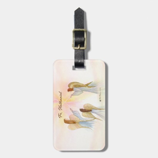 Religieuze engelen gepersonaliseerd bagagelabel (Voorkant verticaal)