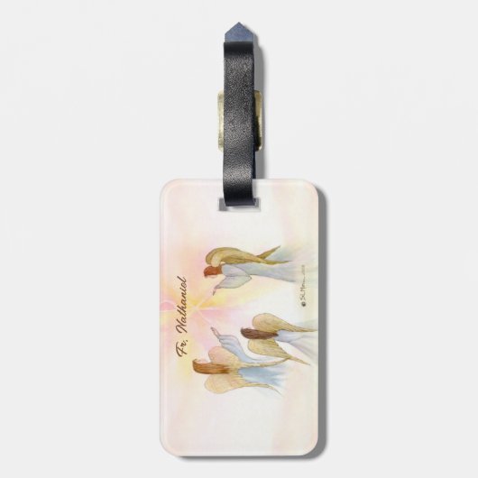 Religieuze engelen gepersonaliseerd bagagelabel (Achterkant verticaal)