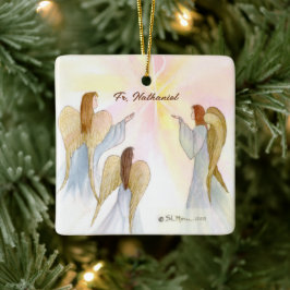 Religieuze engelen gepersonaliseerd keramisch ornament