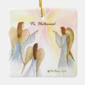 Religieuze engelen gepersonaliseerd keramisch ornament (Voorkant)
