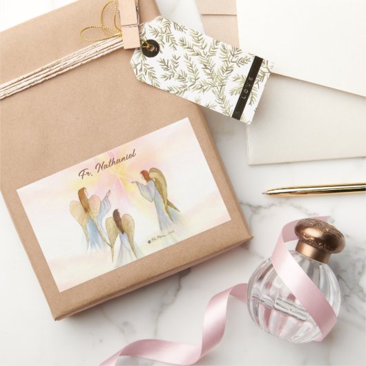 Religieuze engelen gepersonaliseerd rechthoekige sticker (Geschenken)