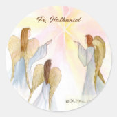 Religieuze engelen gepersonaliseerd ronde sticker (Voorkant)