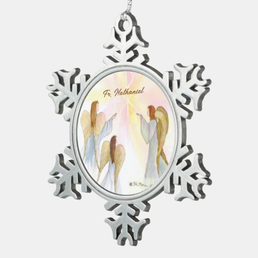 Religieuze engelen gepersonaliseerd tin sneeuwvlok ornament (Rechts)