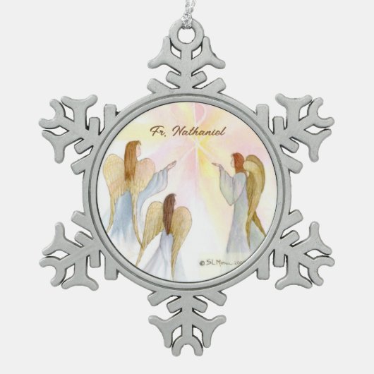 Religieuze engelen gepersonaliseerd tin sneeuwvlok ornament (Voorkant)