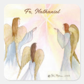 Religieuze engelen gepersonaliseerd vierkante sticker (Voorkant)