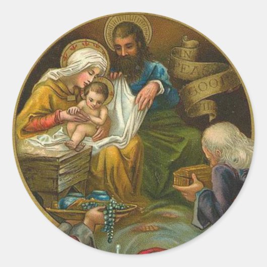 Religieuze Epifany Jezus Mary Joseph Kerstmis Ronde Sticker (Voorkant)