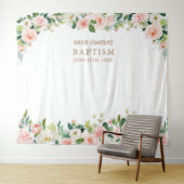 Religieuze evenement, roze bloemen Doop poster Wandkleed (In Situ (horizontaal))