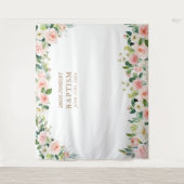 Religieuze evenement, roze bloemen doopposter wandkleed (Voorkant)
