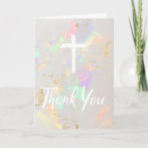 religieuze evenement witte script bedankkaart