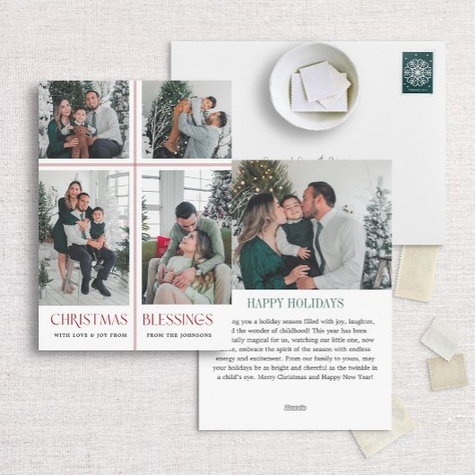 Religieuze feestelijke fotokaart met lintkruis feestdagenkaart