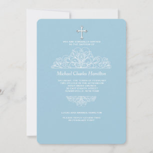 Religieuze Filigree Blue Invitation Kaart