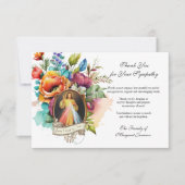 Religieuze Floral Jesus Divine Mercy Condolle Bedankkaart (Voorkant)