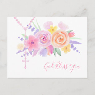 Religieuze Floral Rosary rooms-katholieke Prayer V Briefkaart