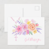 Religieuze Floral Rosary rooms-katholieke Prayer V Briefkaart (Voorkant / Achterkant)