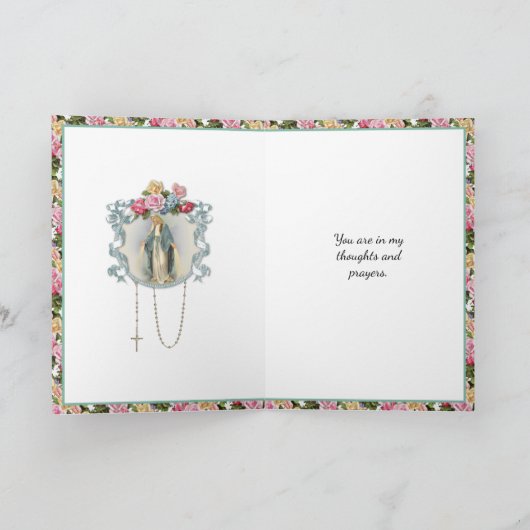 Religieuze Floral Rozen  Maagd Mary Kaart (Binnen)