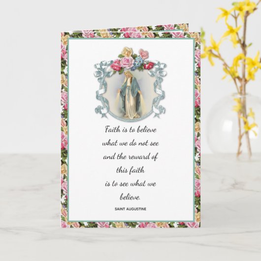 Religieuze Floral Rozen  Maagd Mary Kaart (Gele Bloem)