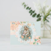 Religieuze Floral St. Joseph Jesus Eucalyptus Peac Briefkaart (Staand voorkant)