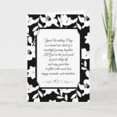 Religieuze Floral Wedding Black en White Kaart (Voorkant)