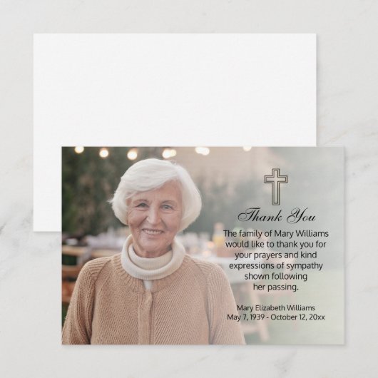 Religieuze foto Memorial Funeral Hartelijk dank Bedankkaart (Voorkant / Achterkant)