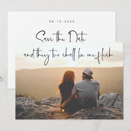 Religieuze foto Sla de datumkaart KJV Verse op Save The Date (Voorkant / Achterkant)