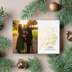 Religieuze fotokaarten Gouden folie Glorie aan God Feestdagenkaart