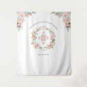 Religieuze gebeurtenis, Blush Peach Floral Photo B Wandkleed (Voorkant)