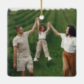 Religieuze Geboorte Familie Foto Kerstcadeau Keramisch Ornament (Achterkant)