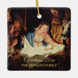 Religieuze Geboorte Familie Foto Kerstcadeau Keramisch Ornament