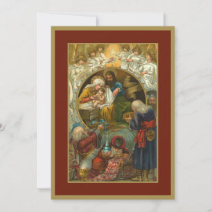 Religieuze Geboorte Jezus Maria Joseph Drie Koning Feestdagenkaart