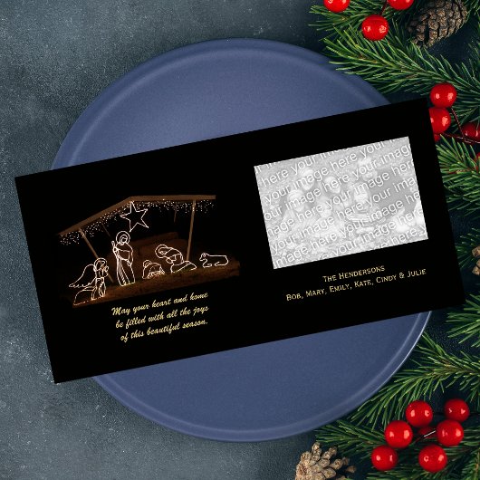 Religieuze Geboorte Kerstmis Fotokaart Feestdagenkaart