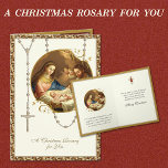 Religieuze Geboorte Rozenkrans Vintage Jesus Chris Feestdagen Kaart<br><div class="desc">Met een prachtig vintage beeld van de Geboorte met de Maagd Maria,  St. Jozef en BabyJesus bedekt op een gouden rozenkrans. Binnen is hetzelfde afbeelding met een kerstschrift vers. Alle tekst en lettertypen kunnen worden gewijzigd.</div>