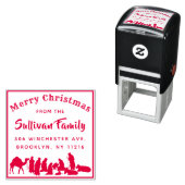 Religieuze Geboorte Scène Kerstmis Terugkeeradres Zelfinktende Stempel (In situ)