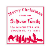 Religieuze Geboorte Scène Kerstmis Terugkeeradres Zelfinktende Stempel (Design)